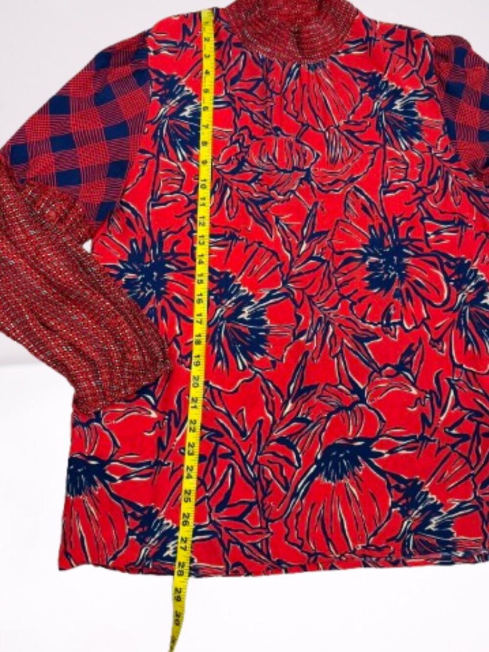 Anthropologie Bl^nk London 100% Viscose Mixed-Print Mock Neck Top Blouse Size XL - Picture 8 of 9